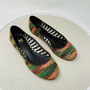 Missoni Womens Ballet Flats 37 7 Southwest Woven Tapestry Pattern Shoes Green